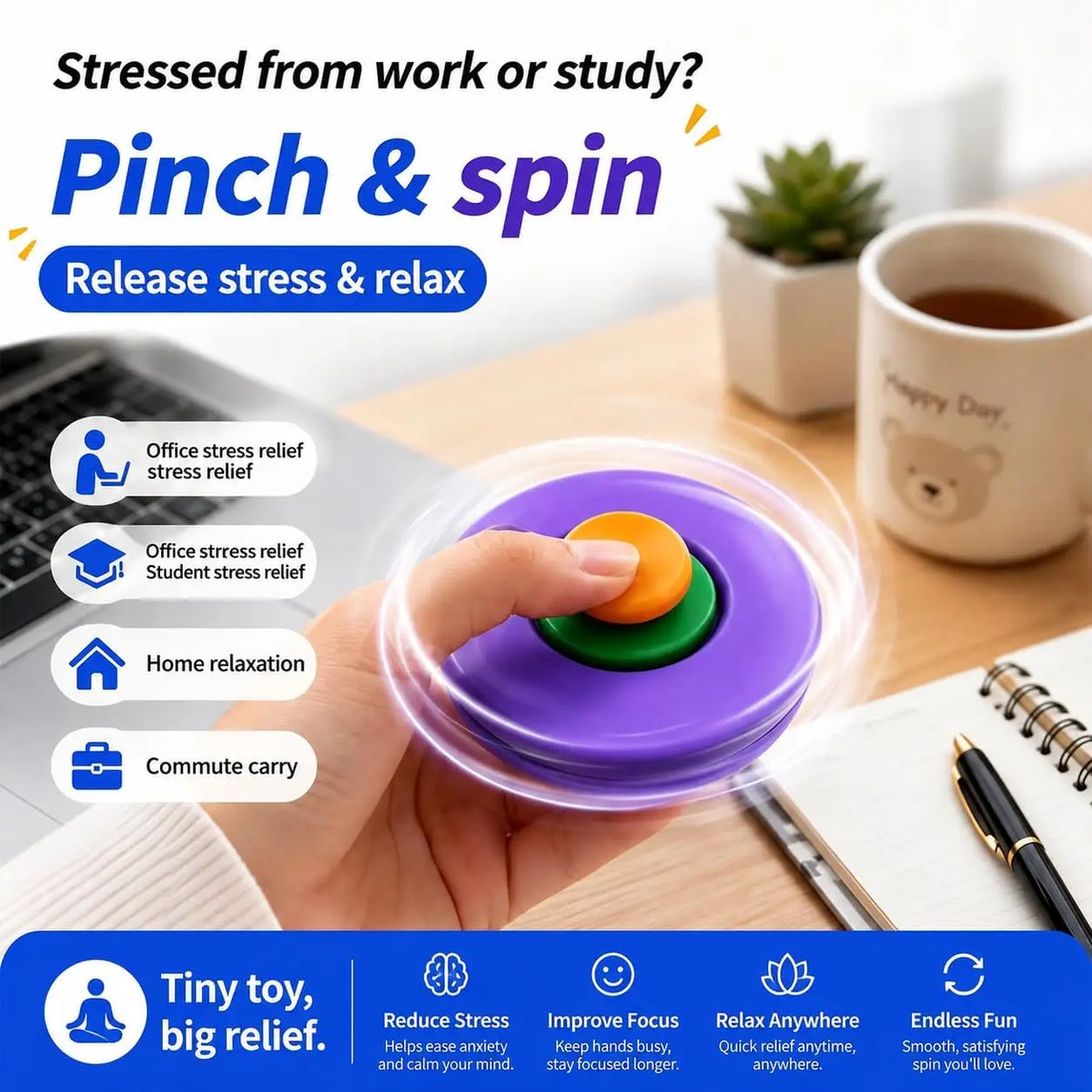 3D Printed Deforming Fidget Spinner Ball – Push & Rotate Toy Fidget Spinner Toy PLUSH
