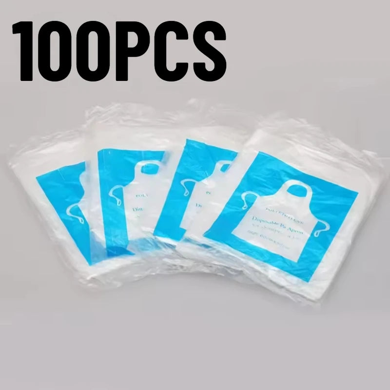 50/100pcs Disposable Transparent PE Aprons – Waterproof Disposable Apron PLUSH 100PCS 95x60cm