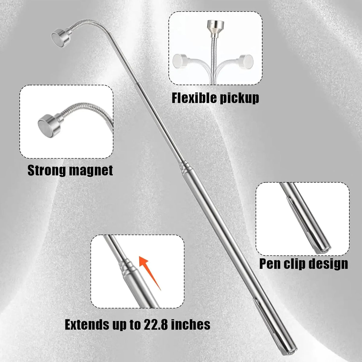 Telescoping Magnetic Pick-Up Tool – 26" Extendable Grabber Stick Magnetic Pick-Up Tool PLUSH