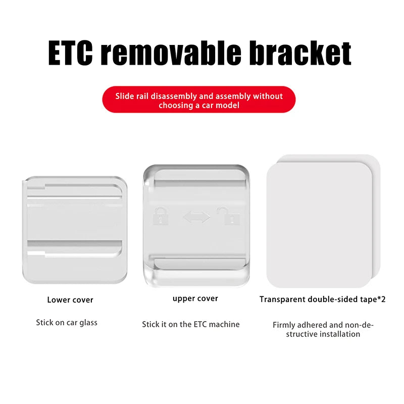 Removable Windshield Toll Pass Holder – Adhesive ETC Bracket Windshield Toll Holder PLUSH Transparent