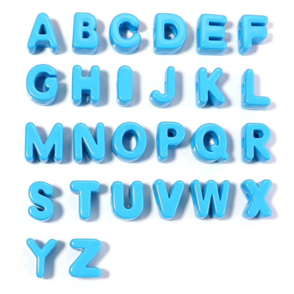 10pcs Multicolor Acrylic Alphabet Letter Beads for DIY Jewelry Alphabet Craft Beads PLUSH Blue
