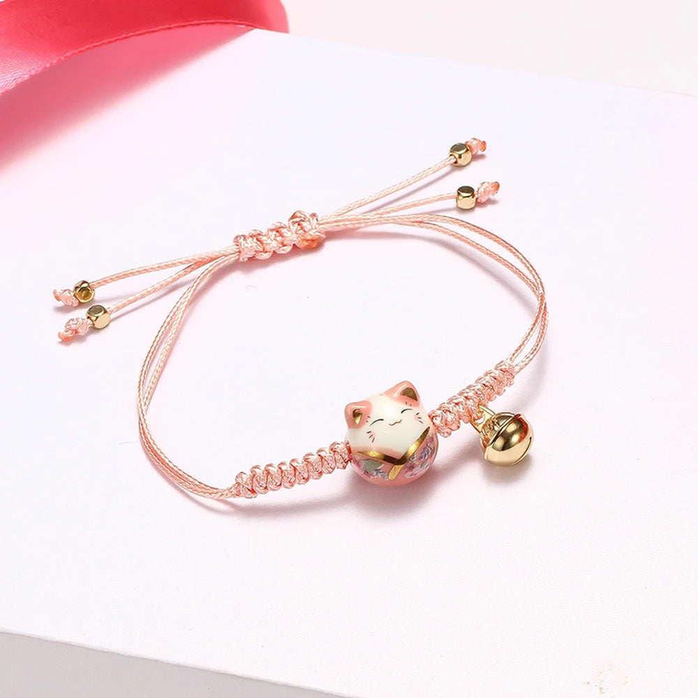 Ceramic Cat Bell Red Rope Bracelet – Lucky Zodiac Women's Gift Charm Bracelet PLUSH