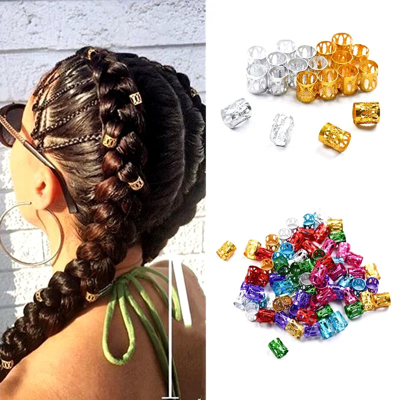 Dreadlock Beads & Braid Cuffs – 50–200pcs Micro Hair Rings Hair Braid Cuffs PLUSH