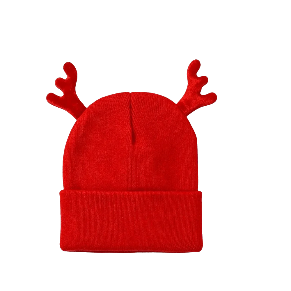 Reindeer Antler Knit Beanie – Cozy Christmas Cosplay Hat Knit Beanie Hat PLUSH Style D