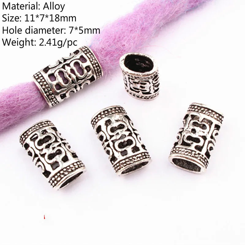 5pcs Metal Dreadlock Bead Cuffs Hair Braid Rings 3D Charms Dreadlock Hair Beads PLUSH 5pcs NO.2