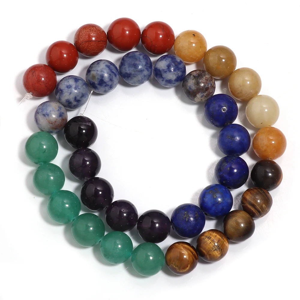 Seven Chakra Mixed Natural Stone Spacer Beads | DIY Jewelry Natural Stone Beads PLUSH 10mm