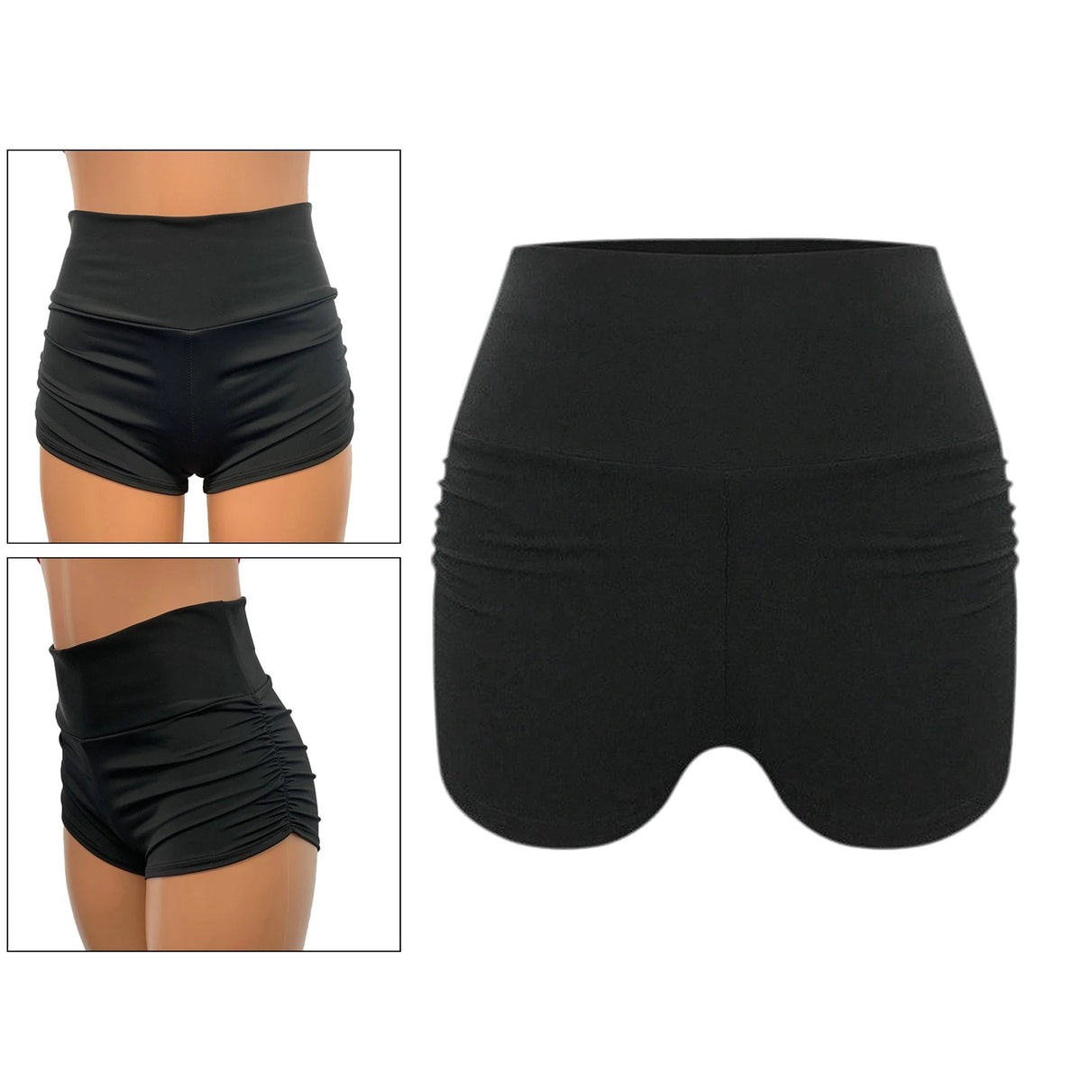 Women's High Waist Compression Yoga Biker Shorts – Butt Lift Yoga Biker Shorts PLUSH BlackXL