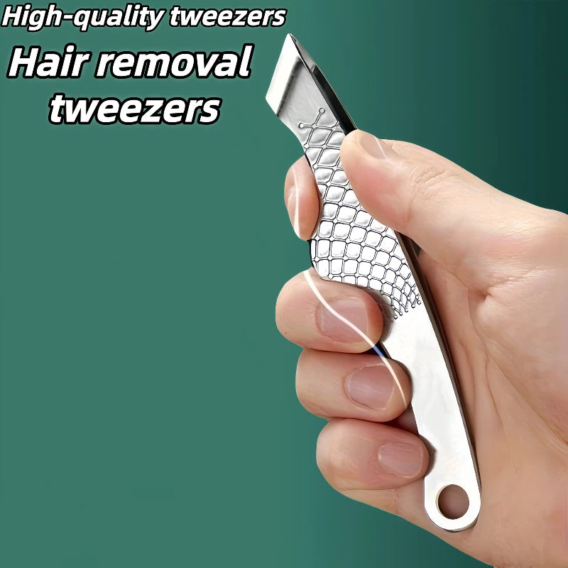 Stainless Steel Wide-Tip Tweezers – Eyebrow & Beard Tool Grooming Tweezers PLUSH