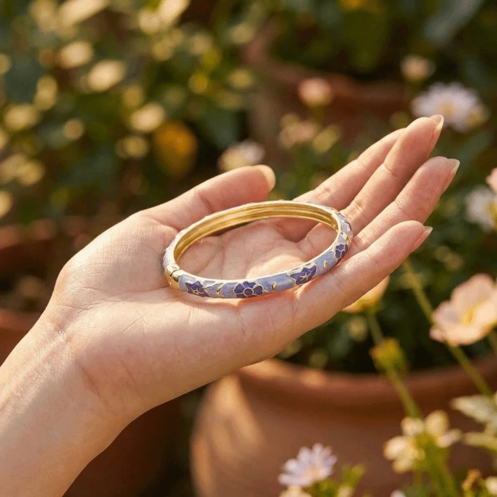 Retro Chinese Enamel Bangle – Zinc Alloy Dropped Glaze Bracelet Enamel Bangle Bracelet PLUSH
