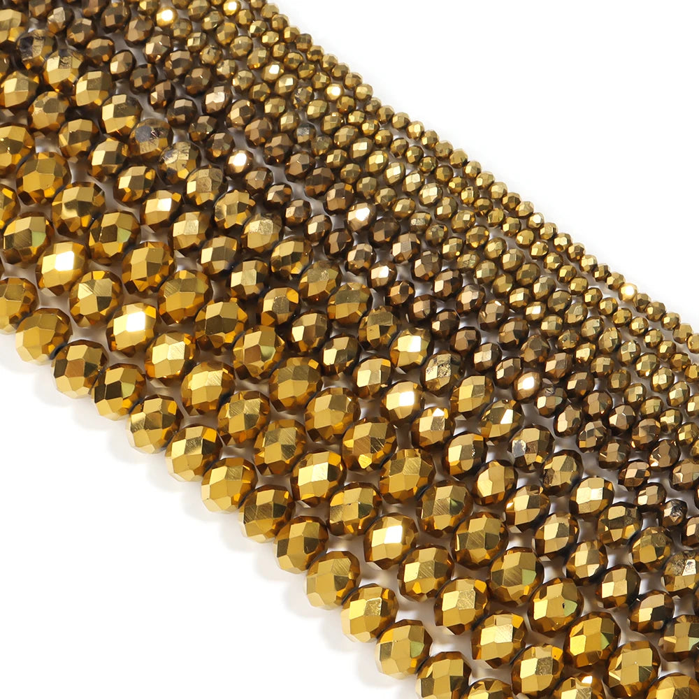 Gold Faceted Crystal Glass Spacer Beads 3–10mm | DIY Jewelry Crystal Spacer Beads PLUSH