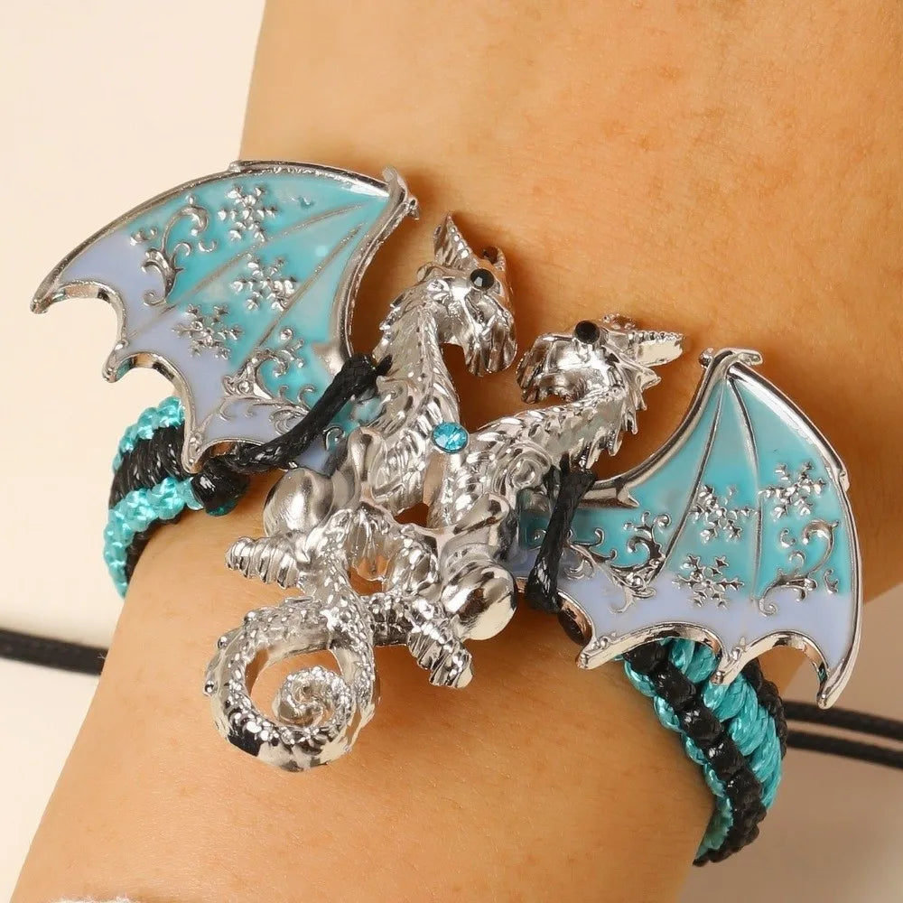 Dragon Braided Rope Bracelet – Adjustable Punk Woven Wristband Fashion Bracelet PLUSH Style L