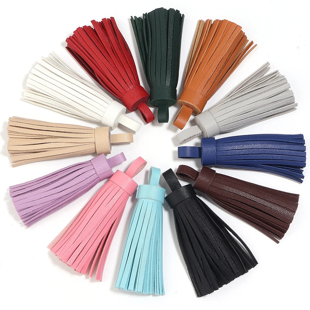 4pcs 9cm PU Leather Tassel Pendants – Bag Charm & DIY Jewelry Tassel Pendants PLUSH