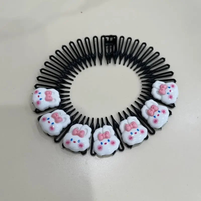 Y2K Star Heart Colorful Hair Comb Clips – Girls Hair Accessories Hair Comb Clip PLUSH white rabbit