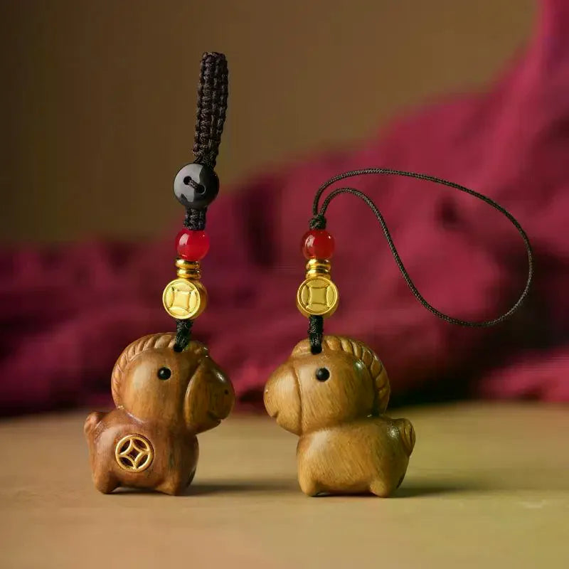 Sandalwood Horse Pendant Keychain – Lunar New Year Gift Pendant Keychain PLUSH