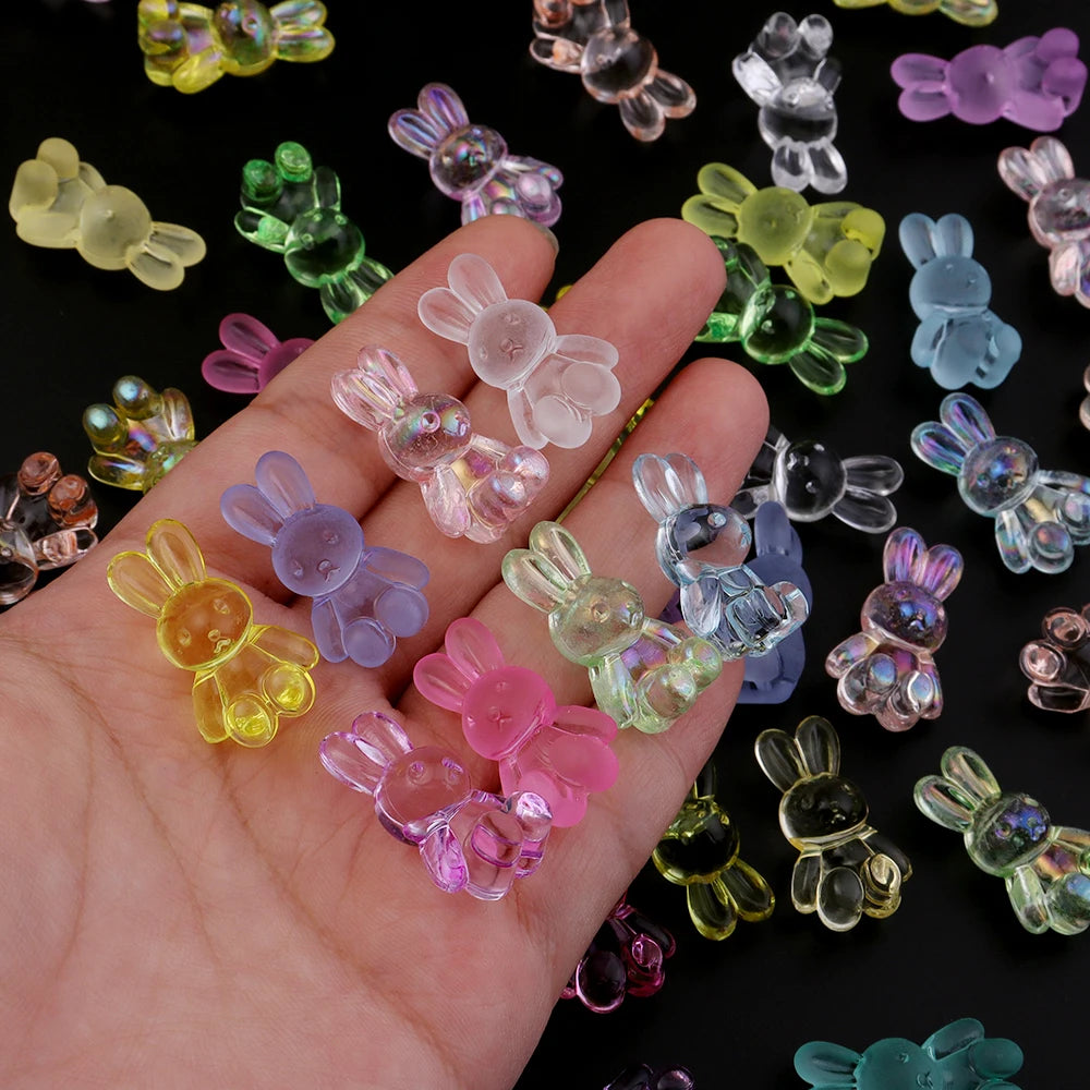 30pcs Acrylic Cartoon Rabbit Beads 24x14mm – DIY Jewelry Acrylic Spacer Beads PLUSH