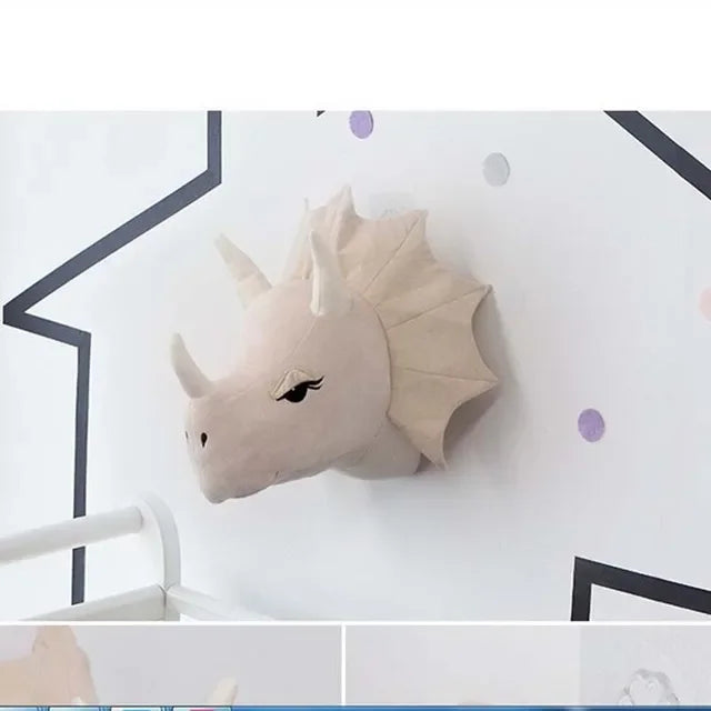 Plush Animal Head Wall Mount – Nursery & Kids Room Decor Plush Wall Mount PLUSH beige