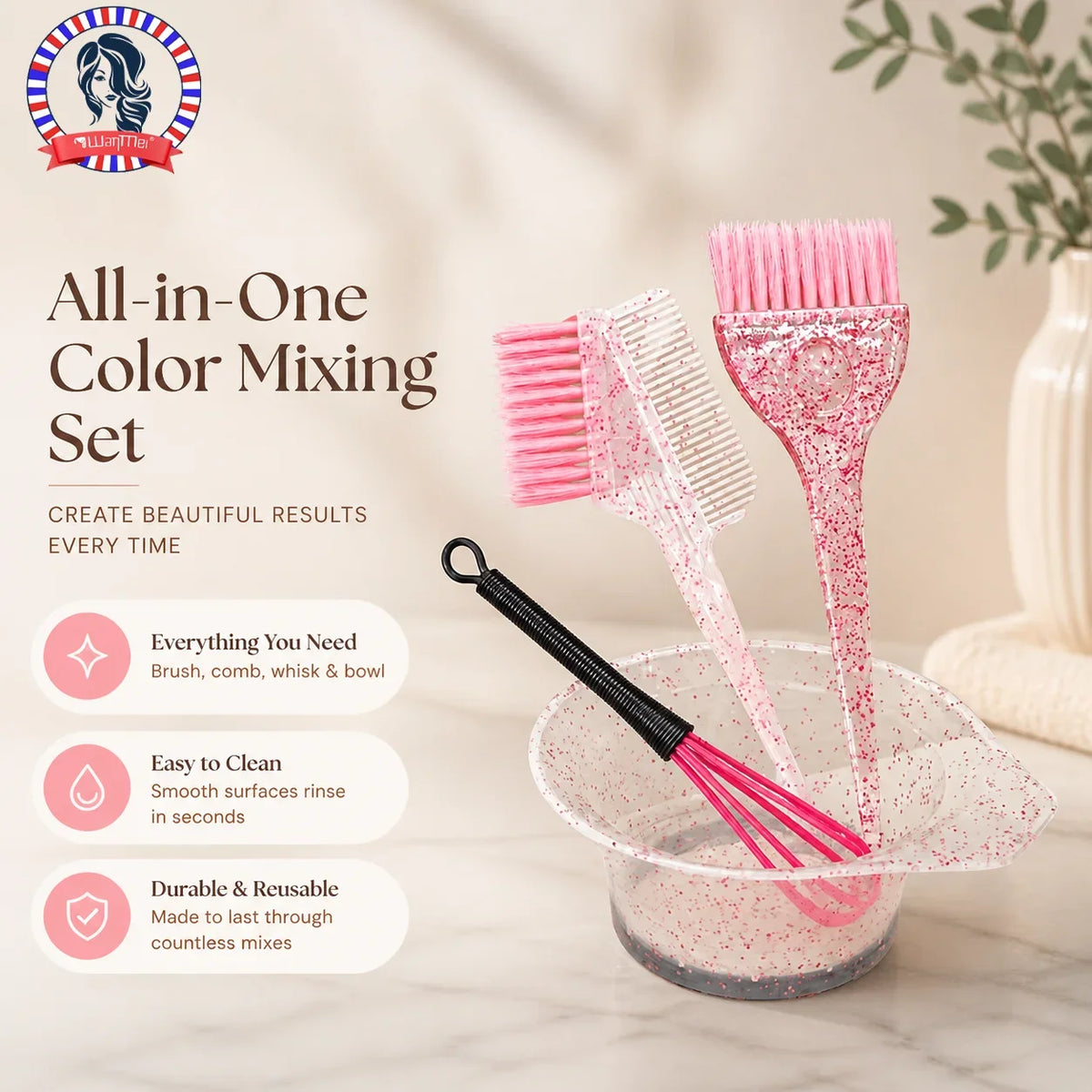 4-Piece Hair Dye Brush & Comb Highlighting Set | Salon Kit Hair Dye Brush Set PLUSH