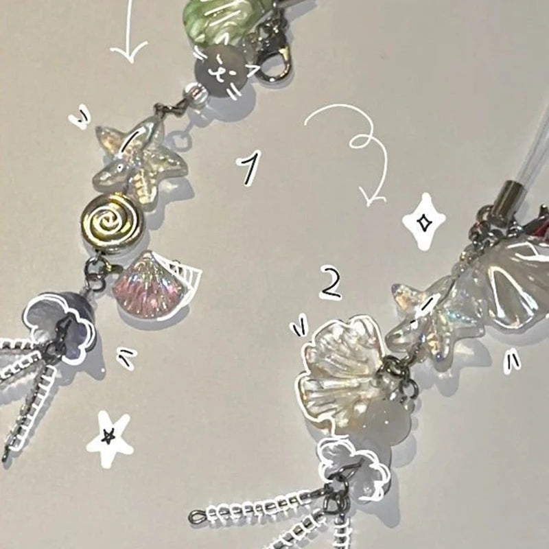 Ocean Seashell Jellyfish Phone Charm Strap & Bag Keychain Phone Charm Keychain PLUSH