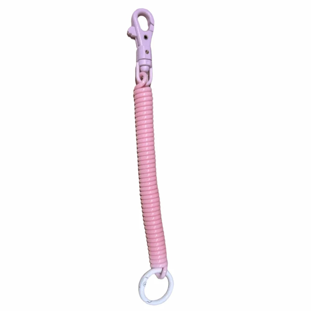 Stretchy Coil Spring Keychain Lobster Clasp | Anti-Lost Key Ring Spring Coil Keychain PLUSH Pink