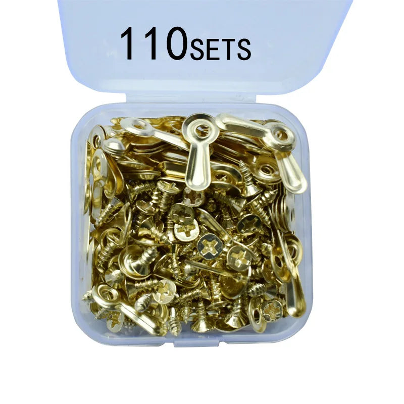 110pcs Rotating Turn Button Frame Backing Clips Hardware Kit Frame Hardware Kit PLUSH Gold 110PCS Set 1Set