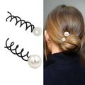 2Pcs Pearl Spiral Screw Bobby Pins – Korean Hair Barrettes Hair Barrette Pins PLUSH L 7.5cm 2Pcs