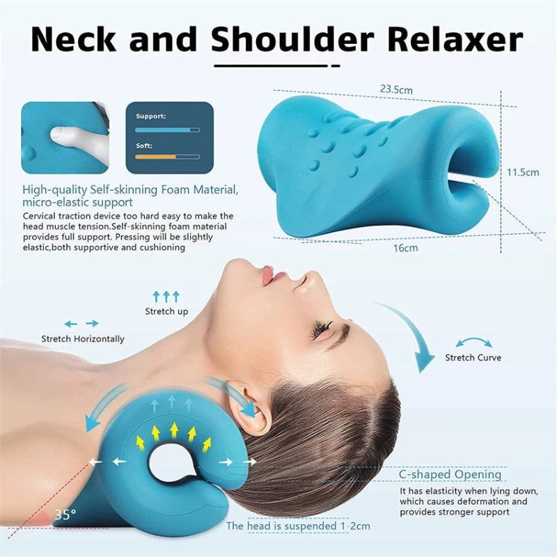 Neck Stretcher Traction Pillow – Ergonomic Shoulder Massager Neck Traction Pillow PLUSH