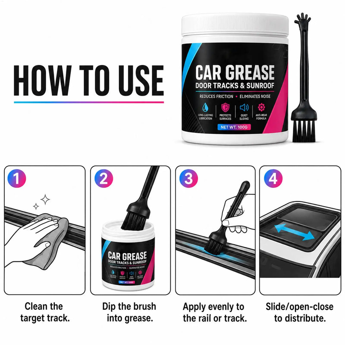 100g Multipurpose Car Grease Lubricant for O-Rings & Seals Automotive Grease Lubricant PLUSH