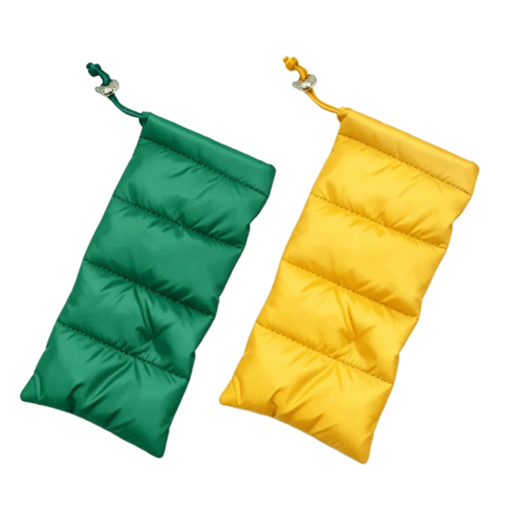 Quilted Padded Eyeglass Case – Soft Drawstring Glasses Bag Eyeglass Case PLUSH Yellow-Green