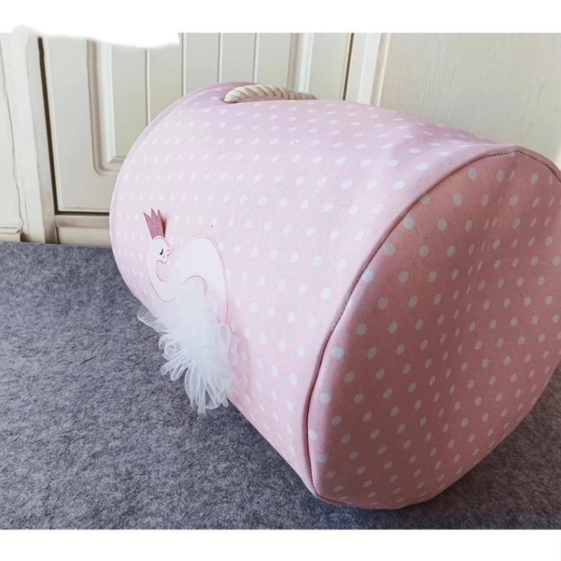 Round Canvas Laundry Hamper with Handles – Large Pink Basket Laundry Hamper Basket PLUSH