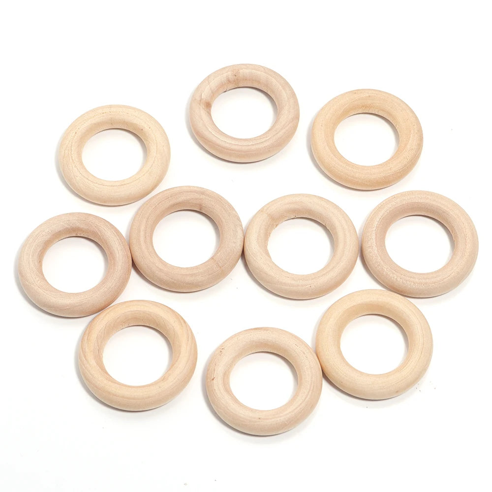 Natural Round Wooden Rings & Hoops for DIY Jewelry Making Wood Jewelry Hoops PLUSH 30mm x 20pcs