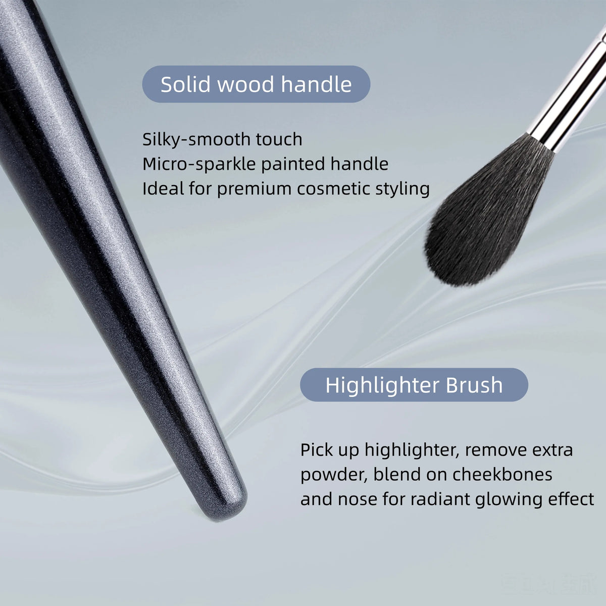 PLUSH Galaxy Goat Hair Tapered Highlighter Makeup Brush Highlighter Makeup Brush PLUSH