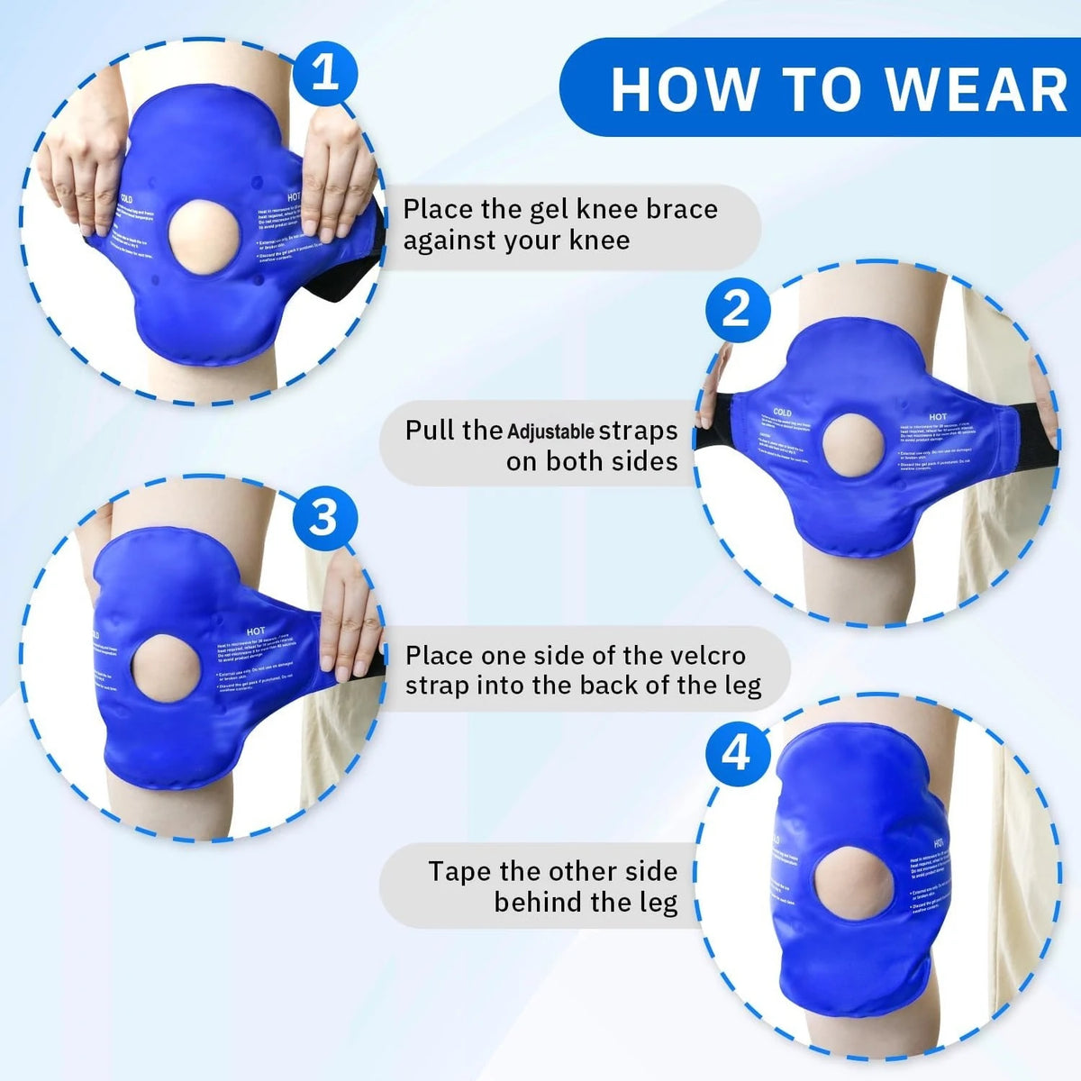 Reusable Gel Ice Wrap for Knee – Cold Compress & Strap Knee Ice Wrap PLUSH