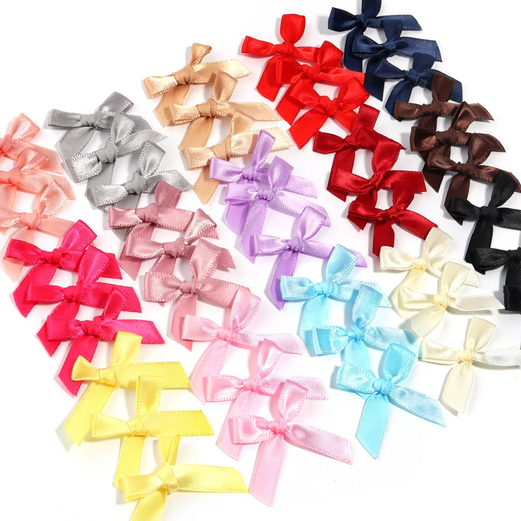 50pcs Satin Ribbon Bows 3.5x4cm – Multicolor DIY Decoration Ribbon Bows PLUSH