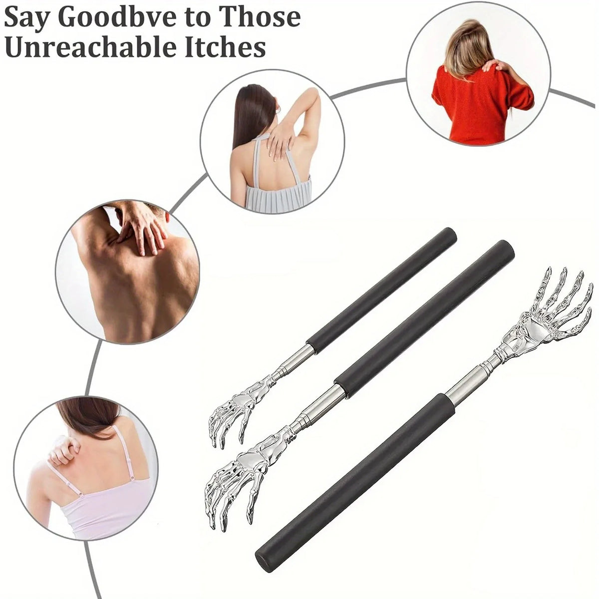 Telescoping Stainless Steel Back Scratcher – Human & Pets Back Scratcher PLUSH