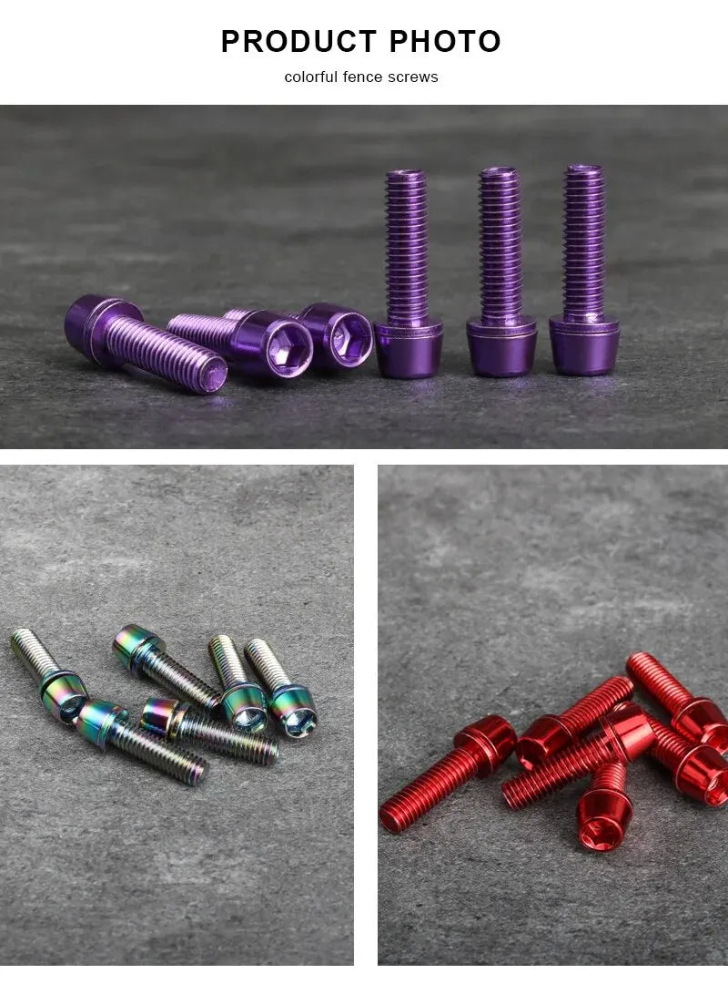 M5 18mm Titanium Plated Bike Handlebar Screws 6pc Set Bike Handlebar Screws PLUSH