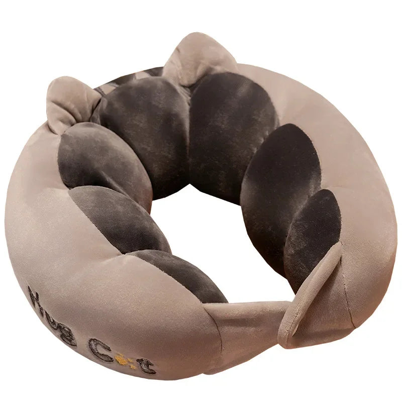 Cute Cat U-Shaped Travel Neck Pillow – Crystal Velvet Cartoon Travel Neck Pillow PLUSH