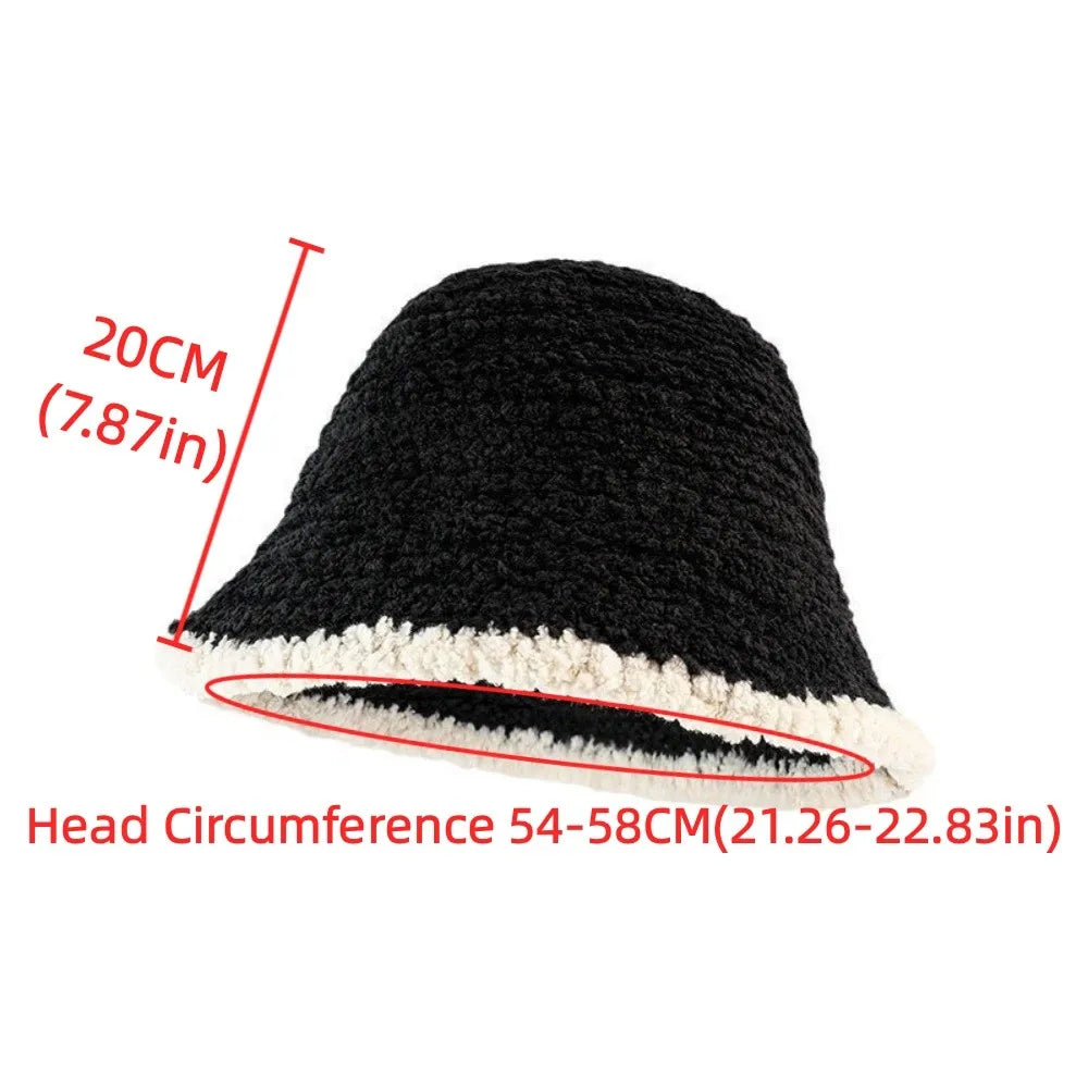 Women's Thickened Bucket Hat – Soft Windproof Fisherman Cap Bucket Hat PLUSH