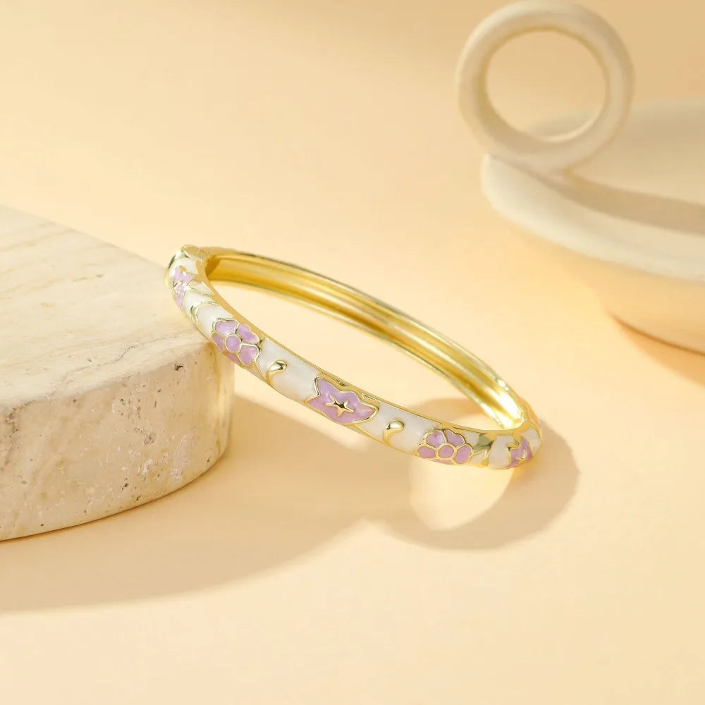 Retro Chinese Enamel Bangle – Zinc Alloy Dropped Glaze Bracelet Enamel Bangle Bracelet PLUSH Style 6