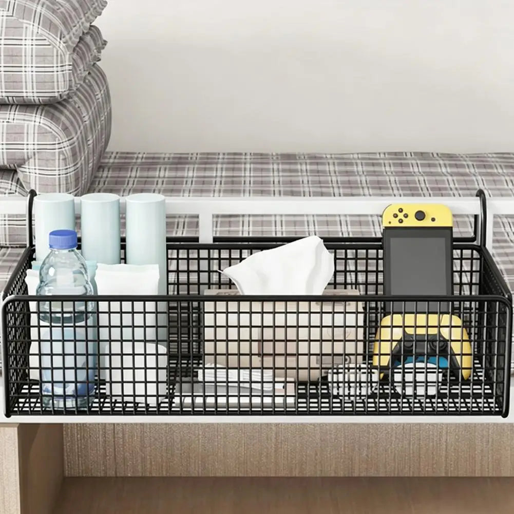 No-Drill Bedside Hanging Rack – Dorm Bunk Bed Organizer Bedside Storage Rack PLUSH