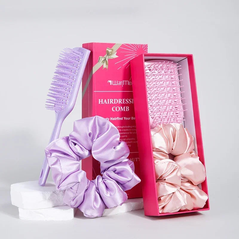 Hollow Comb & Velvet Headband Gift Box Set – Unisex Hair Accessory Gift Set PLUSH