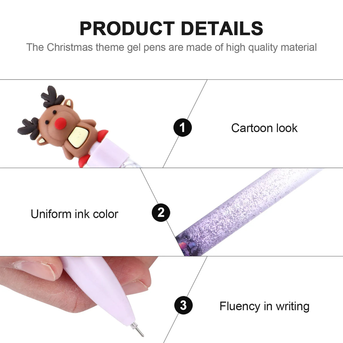 6-Pack Christmas Cartoon Gel Pens – Smooth Writing Xmas Stationery Novelty Gel Pens PLUSH