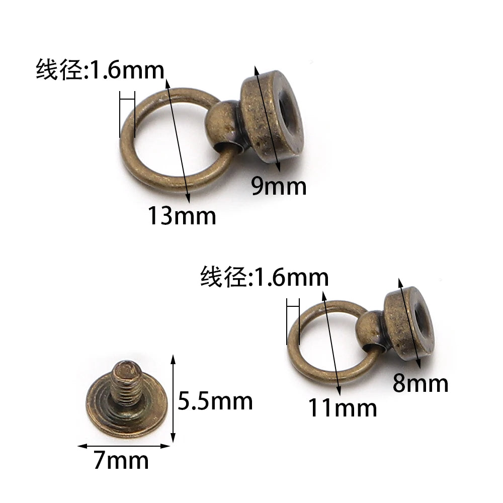 5 Sets Brass Rotary Screw Rivets with O-Ring Studs | Leather Craft Leather Craft Rivets PLUSH
