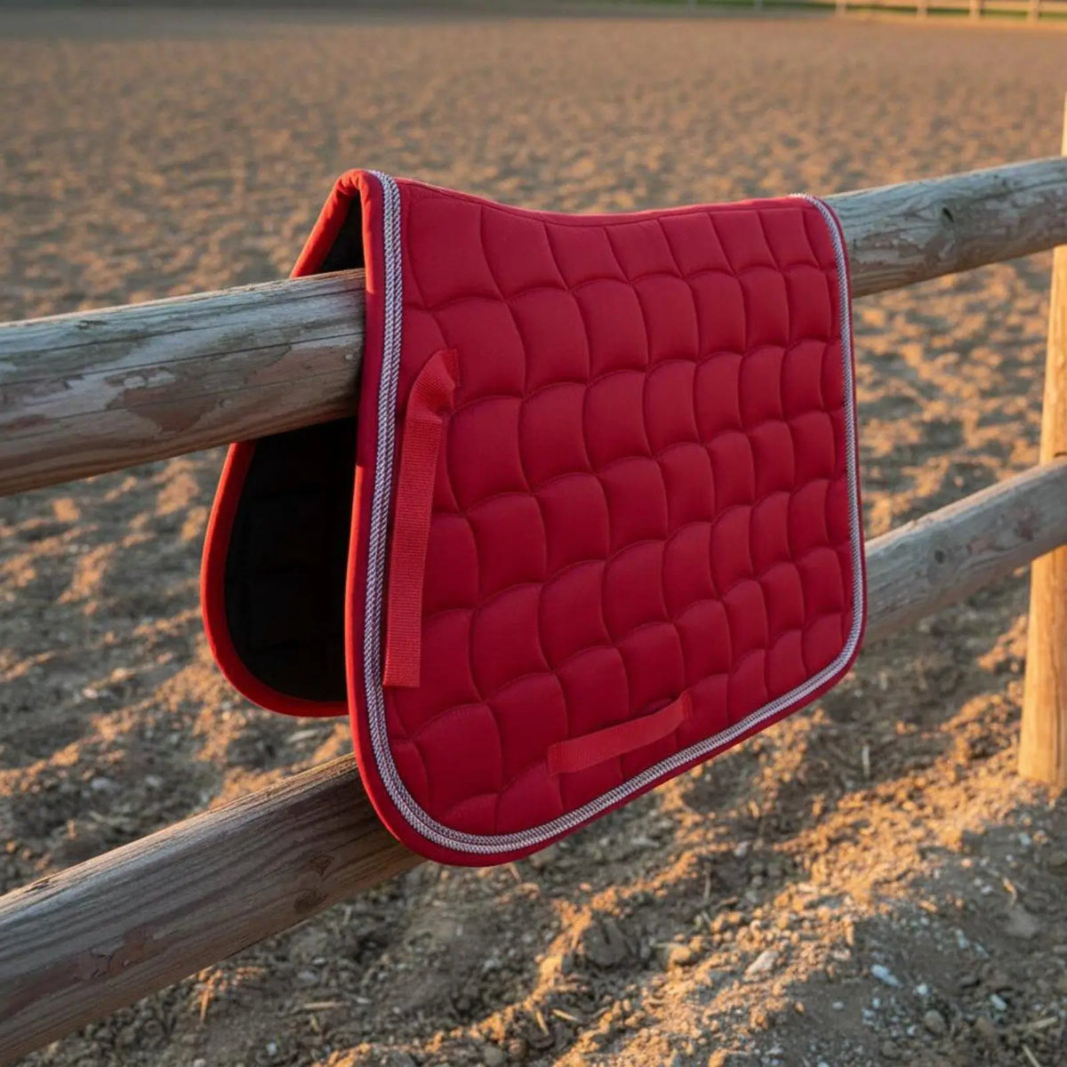 Quilted Polycotton Saddle Pad | Double Rope Border, 300g Fill Equestrian Saddle Pad PLUSH