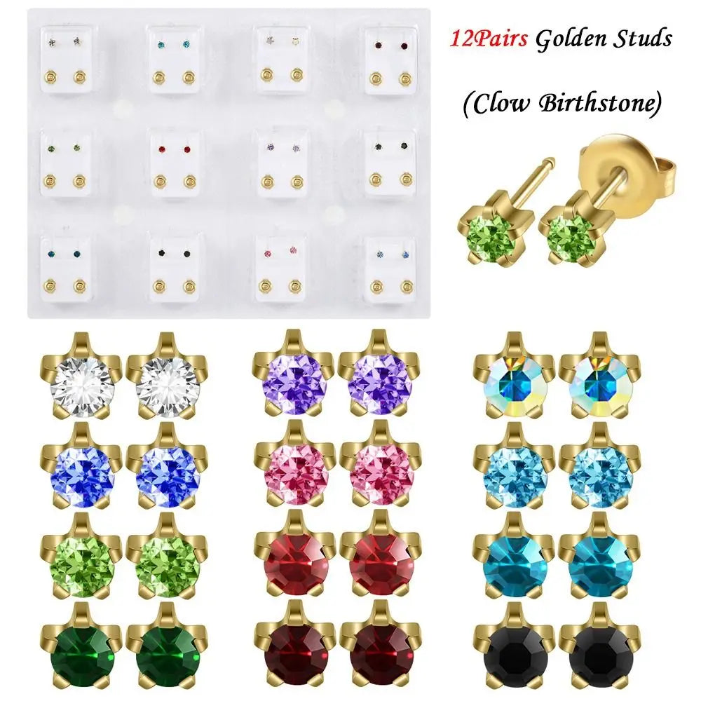 3mm/4mm Star Rhinestone Stud Earrings & Piercing Tool Kit Stud Earring Kit PLUSH