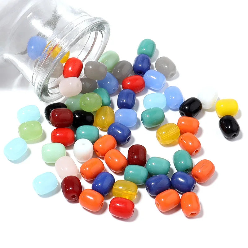 30pcs Barrel Glass Spacer Beads 10x8mm Multicolor DIY Jewelry Glass Spacer Beads PLUSH