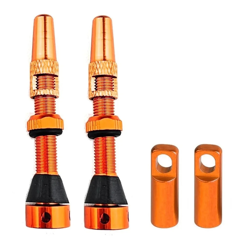 Tubeless Presta Valves 40/44/60mm – CNC Aluminum Bike 1 Pair Tubeless Bike Valve PLUSH Gold-60mm
