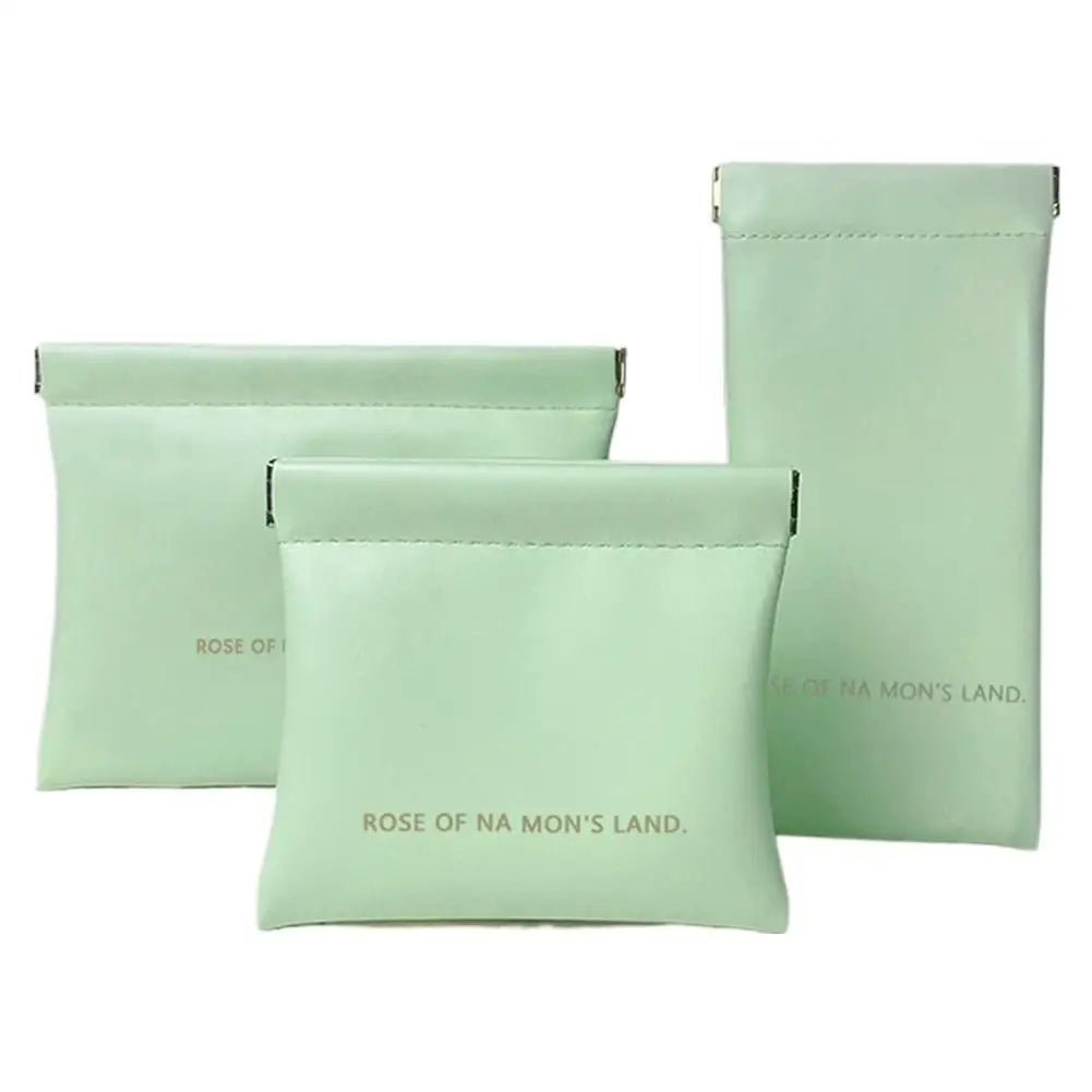 Women's PU Leather Travel Makeup Bag Set – 3-Piece Organizer Travel Makeup Bag PLUSH Green