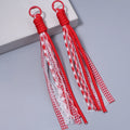 2pcs Lace Plaid Ribbon Braided Lanyard Keychain Charms DIY DIY Keychain Charm PLUSH red 21cm