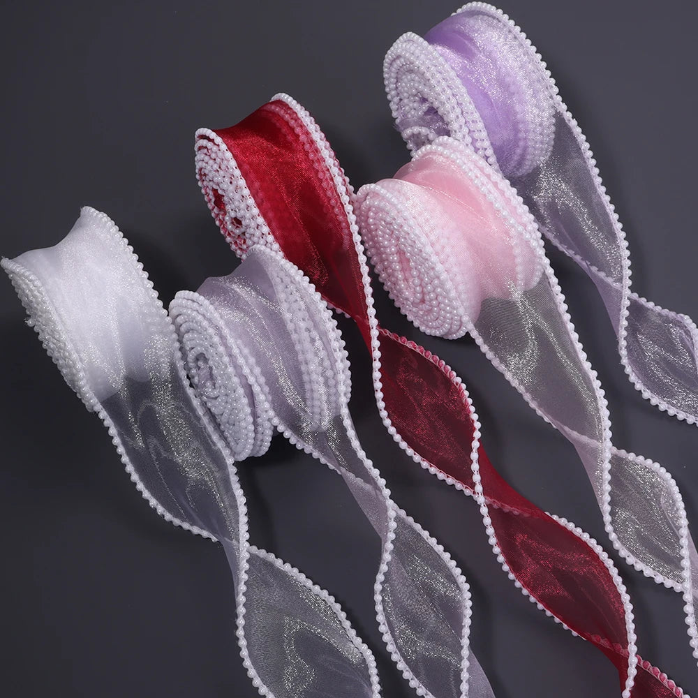 5 Yards Pearl Edge Wave Organza Ribbon – DIY Weddings & Crafts Craft Ribbon Trim PLUSH