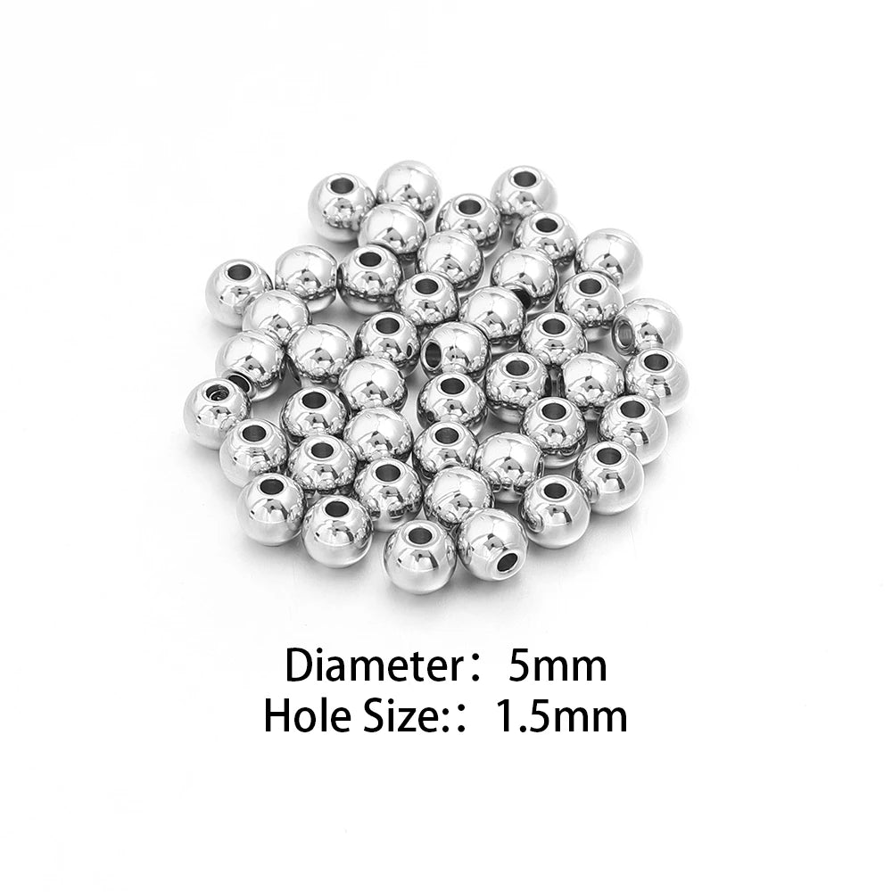 Silver Stainless Steel Big Hole Spacer Beads – DIY Jewelry Spacer Beads PLUSH 5mm hole1.5mm 50pcs